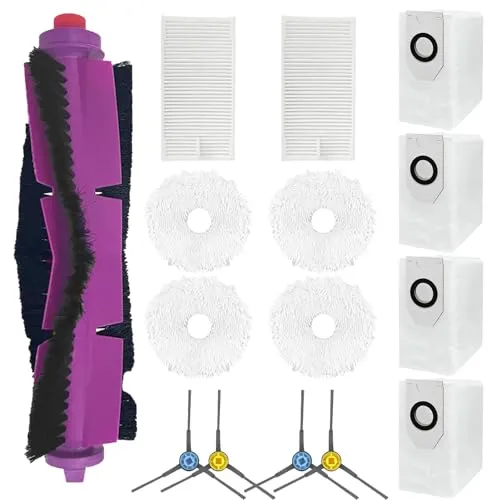 15-teiliges Ersatz-Zubehör-Set für EUREKA J12 Ultra Staubsauger, 1 Hauptbürste, 4 Seitenbürsten, 2 Filter, 4 Wischpads, 4 Staubbeutel