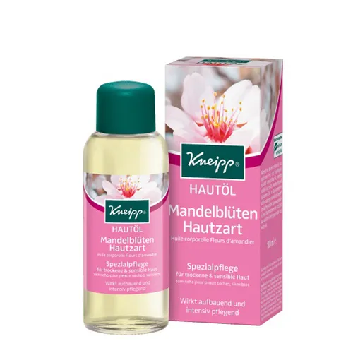 Kneipp Sensitiv Hautöl Mandelblüten hautzart 100 ml - Körperöle mit hochwertigem Mandelöl, aufbauend und intensiv pflegend für trockene & sensible Haut, schützt vor Umwelteinflüssen und verbessert die Elastizität.