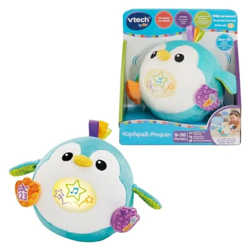 VTech Hüpfspass-Pinguin (80-623104) – Spaß für kleine Entdecker - Der VTech Hüpfspass-Pinguin (80-623104) ist ein interaktives Stofftier, das mit tollen Geräuschen und Melodien für Freude beim Spielen sorgt. Ideal für spielerisches Lernen und jede Menge Hüpfspaß!