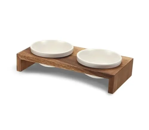 Wolters Napf-Set Gohan Doppelnapf teak 200 ml - Näpfe & Futterautomaten, stilvolles Doppelnapf-Set aus Teakholz mit 200 ml Fassungsvermögen, ideal für Haustiere.