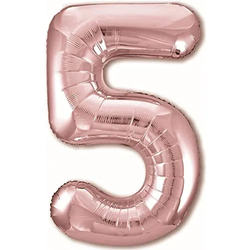 Luftballon 5. Geburtstag Zahl 5 Rosegold XXL Riesen Folienballon 100cm Geburtstagsdeko Mädchen Ballon Zahl Deko zum Geburtstag. Fliegt mit Helium.