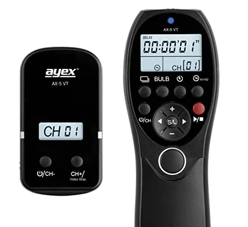 ayex AX-5 VT Foto & Video Timer Funk-Fernauslöser Kompatibel mit Sony S2 für Camcorder & Kameras zB HDR-CX220E HDR-PJ220E HDR-CX290E A7R4 A9 A7 Kombi-Gerät