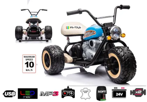 Elektro Kindermotorrad 24V mit 2x800 Watt Motoren - Batteriebetriebene Fahrzeuge für Kinder von 1-7 Jahren, mit LED-Beleuchtung und Stützrädern für sicheres Fahren, Geschwindigkeit bis 10 km/h.