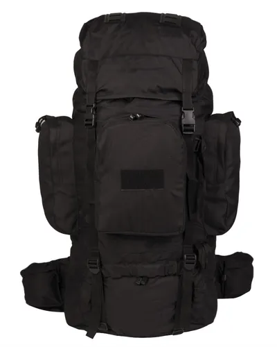 Rucksack "Recom" 88 ltr - Outdoor Military Rucksack für Camping - Robuster 88 ltr Rucksack in Schwarz, ideal für Outdoor-Abenteuer und Camping mit viel Stauraum und praktischen Fächern.