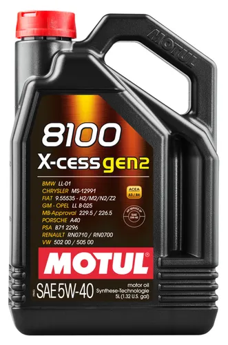 MOTUL Getriebeöl 8100 X-CESS GEN2 5W-40 - Hochleistungs-Motoröl für optimale Schmierung und Schutz, geeignet für zahlreiche Fahrzeugmarken, 5 Liter Kanister.