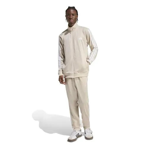 adidas Herren SPORTSWEAR BASIC 3 STRIPES TRICOT TRACKSUIT - Kombination aus Jacke und Hose mit durchgehendem Reißverschluss und elastischem Bund. Ideal für sportliche Aktivitäten und den Alltag, aus 100 % recyceltem Polyester hergestellt.