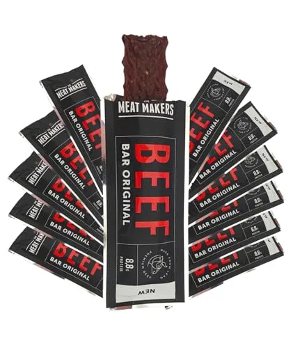 The Meat Makers Beef Bar (12x25g) - Hochwertiges getrocknetes Fleisch, proteinreicher Rindfleischriegel, schnelle Energie, getrocknetes Fleisch für Menschen, exklusive Produktionstechnologie