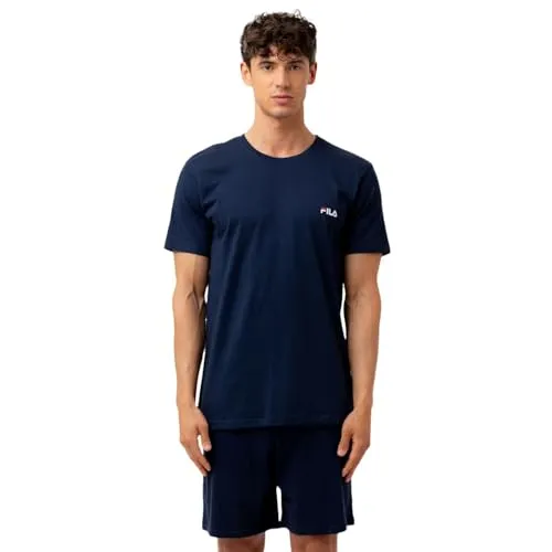 Fila Shorty Pyjama-Set - Modisches 2-teiliges Pyjama-Set in navy mit elastischem Logobund und bequemem Kurzarmshirt, ideal für entspannte Nächte.