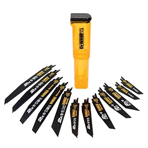 DeWalt DT2441L-QZ Extreme Säbelsägeblatt Set, 12 Stück - Säbelsägeblätter-Set für Holz, Metall und Kunststoff. 2x längere Lebensdauer durch 8% höheren Kobaltanteil. Inklusive praktischer Aufbewahrungsbox für verschiedene Längen.