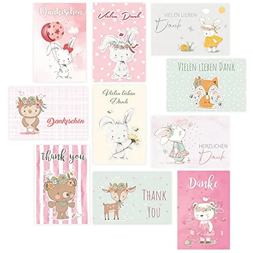 Premium Dankeskarten 12x18cm Klappkarten+10 Umschläge Danke-Karten Grußkarten 10