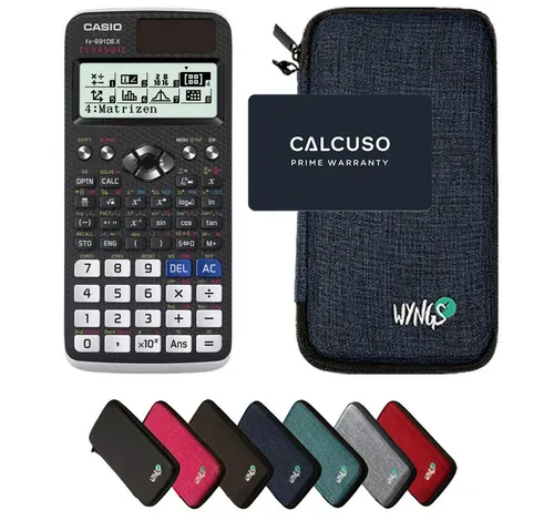 CASIO fx-991DE X Classwiz Taschenrechner mit WYNGS Schutztasche - Taschenrechner mit 696 Funktionen, innovativem LC-Display und QR-Code-Visualisierung. Inklusive robuster WYNGS Schutztasche für optimalen Schutz und Sicherheit.