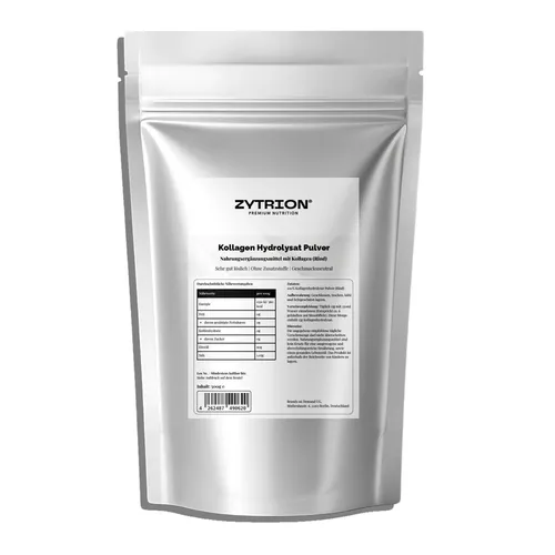 ZYTRION Kollagen Hydrolysat Pulver Doypack - Praktisches Kollagenhydrolysat Pulver von ZYTRION, geschmacksneutral und vielseitig einsetzbar. Ideal zum einfachen Einrühren in Getränke oder Speisen. 500 g in wiederverschließbarer Verpackung für optimale Frische.