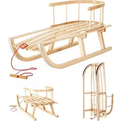 Holzschlitten mit abnehmbarer Rückenlehne und Zugseil - Perfekter Winterspaß - Holzschlitten aus Buchenholz mit abnehmbarer Rückenlehne und Zugseil. Ideal für Kinder jeden Alters, sorgt für sicheren Fahrspaß im Winter!