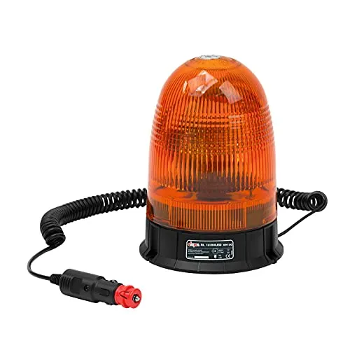 DEMA LED Rundumleuchte gelb 12V/24W mit Magnetfuß - Auto Warnleuchten & Notbeleuchtung, hohe Sichtbarkeit durch 80 LEDs, wetterfest und ideal für Gabelstapler, Traktoren und LKWs – einfach in die Bordspannungssteckdose stecken!