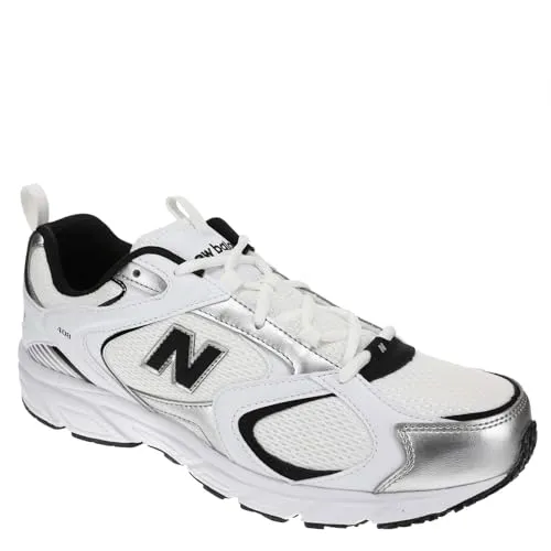 New Balance Herren 408 Sneaker – Weiß-Silber-Schwarz, 37 EU - Stylischer Sneaker im angesagten 2000er-Look mit C-CAP-Zwischensohle für optimalen Komfort und Unterstützung im Alltag.