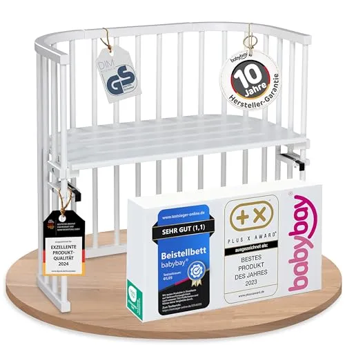 babybay Original Beistellbett aus Buchenholz - Kompaktes Beistellbett, stufenlos höhenverstellbar und umweltfreundlich – für sicheren, geborgenen Schlaf und vielseitige Nutzung bis 7 Jahre!