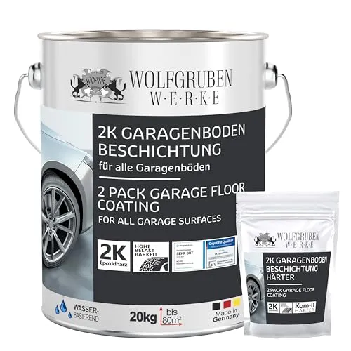 WO-WE 2K Garagenbodenbeschichtung - Silbergrau 20kg - Hochwertige 2K Garagenbodenbeschichtung für maximale Widerstandsfähigkeit. Ideal für Garagen, Werkstätten und Keller. Einfach anzuwenden, mit hervorragender Haftung und pflegeleichter, strukturierter Oberfläche.