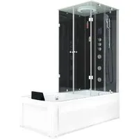 Dusche Wanne Kombination K05-L33-EC - 2in1 Duschsystem 180x90 cm - Duschkabine aus 6mm Sicherheitsglas mit praktischer EasyClean Versiegelung. Ideal für platzsparende Bäder - einfach aufzubauen und umziehbar!