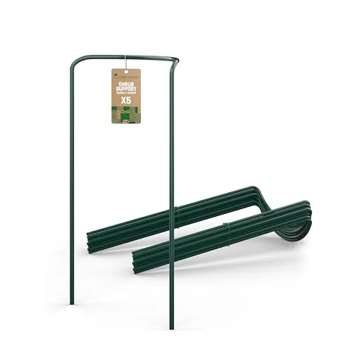 GardenGloss® Strauchstützen aus beschichtetem Stahl (5 Stück) - Halbrunde Pflanzenstütze für Hortensien und Rosen - Rankgitter für optimale Pflanzenunterstützung, rostfrei und witterungsbeständig dank Pulverbeschichtung – ideal für Gartenliebhaber!