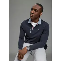 DELMAO Langarm-Poloshirt Langarm, aus atmungsaktivem Piqué-Stoff, Polokragen blau XXXL (64/66)