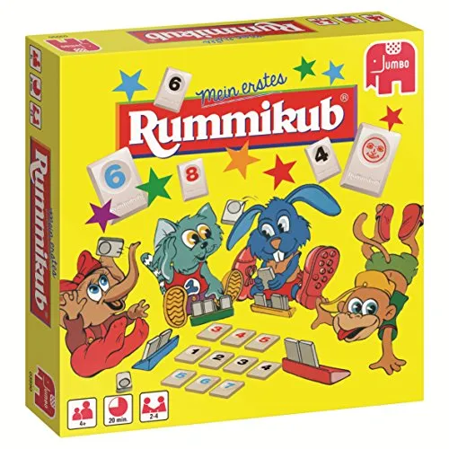 Jumbo Spiel "Rummikub Junior" - Gesellschaftsspiel für Kinder ab 4 Jahren, fördert Zahlenverständnis und Farbenlehre spielerisch