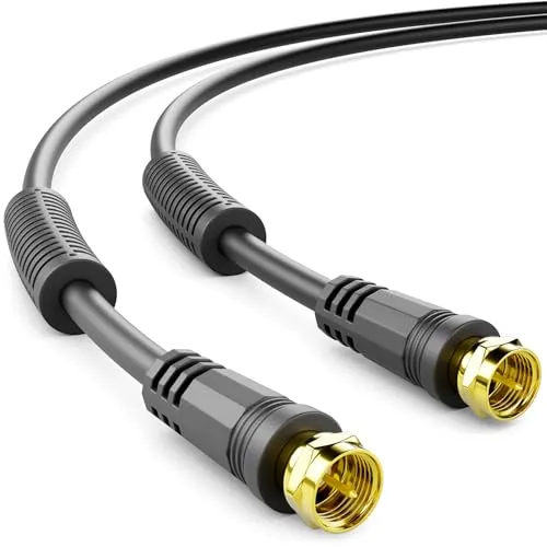 deleyCON 1m SAT TV Antennenkabel Koaxial Kabel HDTV 4-fach Schirmung DVB-S DVB-S2 Radio DAB Mantelstromfilter Ferritkern - Schwarz