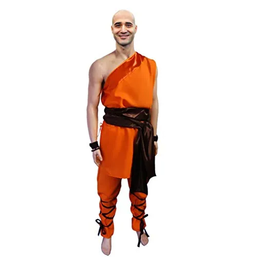Krause & Sohn Kostüm Shaolin Kämpfer Gr. L - Mönch Kostüm für Fasching - Strümpfe & Socken zum Verkleiden für Erwachsene, authentisches Shaolin Mönchkostüm in leuchtendem Orange für beeindruckende Faschingsauftritte.