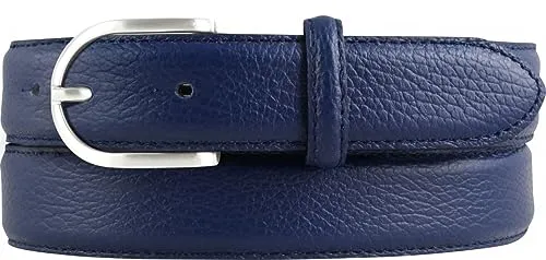 Italienischer Damen-Gürtel, 30 mm, Blau 85cm - Damen-Gürtel aus 100% echtem Leder mit eleganter Pigmentprägung, geschliffenen Kanten für hohen Tragekomfort und langlebiger Qualität - ideal für Chinos, Kleider und Bürooutfits.