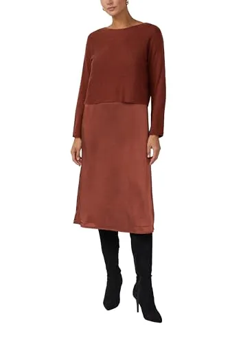 s.Oliver Set aus Satinkleid und Pullover - Elegantes Set mit Relaxed Fit: Das Satin-Kleid überzeugt mit breiten Trägern und das Pullover aus Alpaka-Wollmix mit einem stilvollen V-Ausschnitt. Ideal für besondere Anlässe oder den Alltag.