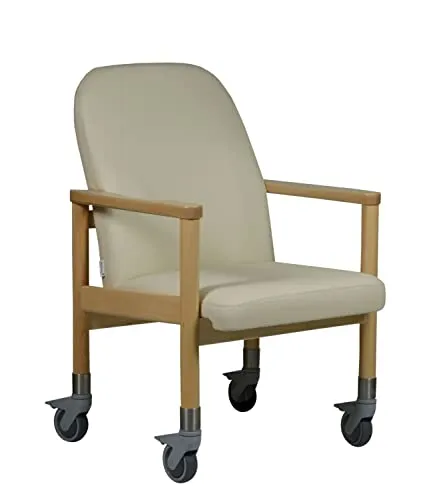Devita Stuhl Pflegestuhl Trippelstuhl LÜBECK mit großen Rollen bis 120 kg - Ergonomischer Trippelstuhl für Senioren, ideal für die häusliche Pflege mit 4 Schwenkrollen und Bremsen für maximale Mobilität und Wohnlichkeit.