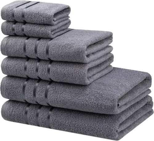 Bruno Banani Handtuch Set "Clement" – 6-teilig, grau - Das 6-teilige Handtuch-Set "Clement" von Bruno Banani überzeugt durch modernem Design und weicher Baumwolle. Es sorgt für ein angenehmes Abtrocknen und ist pflegeleicht bei 60 °C waschbar. Perfekt für dein Badezimmer!