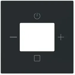 Busch-Jaeger 8252-45M-101 Zentralscheibe für Unterputz-Digital-Radio mit Aufdruck Symbole "-, +, Power, Enter", schwarz matt, Busch-art linear