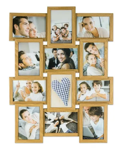 Levandeo® Bilderrahmen Collage 45x58cm - Bilderrahmen für 12 Fotos im Format 10x15cm, aus hochwertigem MDF Holz in Eiche-Optik – ideal zur kreativen Gestaltung Ihrer Wände.