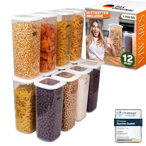 Viwares Vorratsdosen Set - 12er Luftdicht BPA-frei - Vorratsdosen-Sets für eine perfekt organisierte Küche. Mit luftdichtem Verschluss bleiben Lebensmittel länger frisch und sind stapelbar für platzsparende Aufbewahrung.