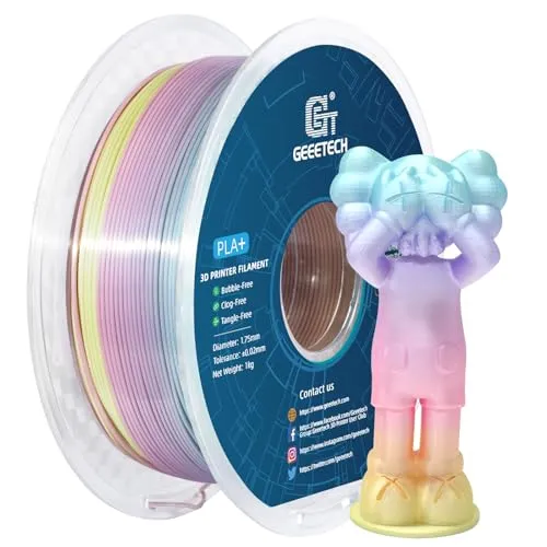 GEEETECH PLA-Filament, 1,75 mm, mehrfarbig, 3D-Drucker, PLA-Filament, 1 kg, Spule, Seide, Regenbogenfarben