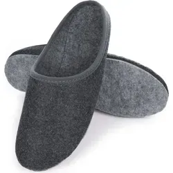 Warme Filz Pantoletten für Damen und Herren - Grau - Größe 42 - Bequeme, leichte Filzpantoffeln aus hochwertigem Material für perfekten Thermokomfort. Ideal für Herbst und Winter, mit isolierender Filzsohle für angenehmes Tragen zu Hause.