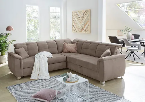 Jockenhöfer Gruppe Ecksofa Udine L-Form, B: 263 cm, mit Bettfunktion, Bettkasten, Kopfteilverstellung & Zierkissen