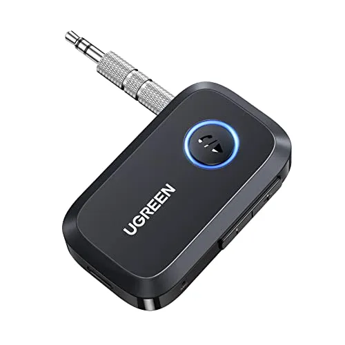 UGREEN Aux Bluetooth Adapter Auto - Bluetooth 5.4 Empfänger für Freisprechanrufe und Stereo Musik - HiFi-Kabel mit fortschrittlicher Geräuschunterdrückung für klare Freisprechanrufe und 15 Stunden Spielzeit. Ideal für Autoradios und Stereoanlagen.