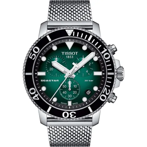 TISSOT SEASTAR 1000 CHRONOGRAPH T120.417.11.091.00 Uhr - Luxuriöse Armbanduhr mit Chronograph und drehbarer Lünette, wasserdicht bis 300 m. Schweizer Präzision und elegantes Design für stilbewusste Träger.