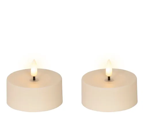 Lumineo LED-Kerze, Solar LED Teelicht 7x3cm Outdoor Kunststoff 2 Stk. Creme / Warmweiß