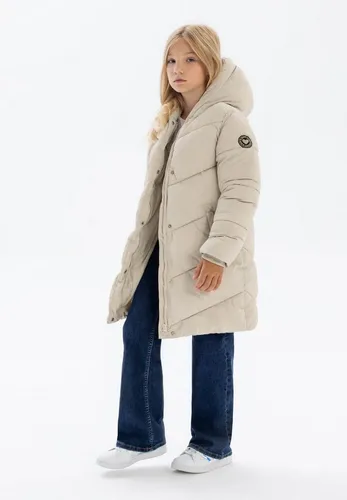 MINOTI Lange Winterjacke für Mädchen (2–14 Jahre) - Gesteppte Winterjacke mit warmem Fleecefutter und fester Kapuze. Der Doppelverschluss schützt vor Kälte und Wind. Mit praktischen Taschen und modischem Aufnäher für einen stylishen Look.