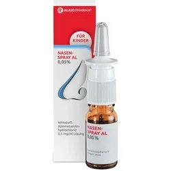 Nasenspray AL 0.05% 10 ML - Arzneimittel zur Anwendung bei Kindern von 2 bis 6 Jahren, enthält Xylometazolin für schnelle Abschwellung der Nasenschleimhaut bei Schnupfen und Allergien.