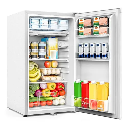 WELLENT 90L Kühlschrank ohne Gefrierfach - Kompakter Kühlschrank mit Umkehrbarer Tür und 7-Stufigem Thermostat - Der WELLENT 90L Kühlschrank bietet effizienten Stauraum mit 82 l für frische Lebensmittel und einem separaten 8 l Kühlfach. Extrem leise bei nur 43 dB, ideal für Büros oder Wohnräume. Flexibel und platzsparend dank umkehrbarer Tür!