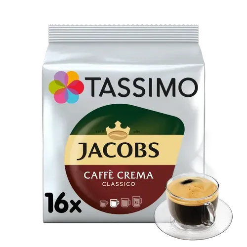Tassimo Jacobs Caffè Crema Classico 2563 - Kaffeekapseln & Pads, genießen Sie die samtig-goldene Crema und den vollmundigen Geschmack von Jacobs Caffè Crema in jedem 150 ml Getränk!