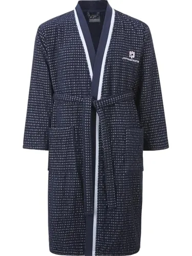 Jan Vanderstorm Herren Bademantel Trifred dunkelblau, 6XL (XXXXXXL) - 76/78 - Der Bademantel TRIFRED vereint Komfort und nordischen Stil. Aus 100% Baumwolle gefertigt, sorgt er für ein kuscheliges Tragegefühl. Mit zwei Taschen und Bindegürtel ist er ideal für entspannte Stunden. Erhältlich in Plus-Size Größen.