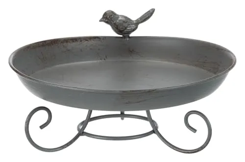 Trixie Trinkbrunnen für Vögel Grau - Eleganter Trinkbrunnen aus robustem Metall, 800 ml, ø 22 cm – ideal zur Unterstützung der Vogelpflege und für eine ansprechende Optik im Garten.