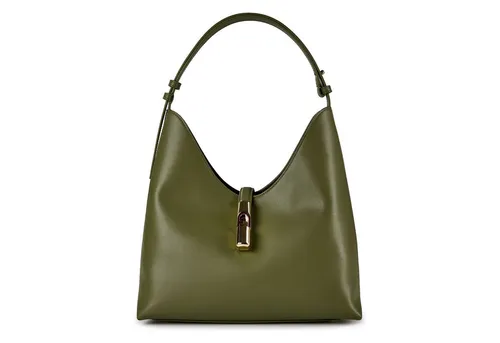 Furla Goccia Schultertasche aus Leder 30 cm in Oliv - Elegante Schultertasche aus hochwertigem Leder, ideal für den täglichen Gebrauch. Stilvolles Design und praktische Größe für alle Essentials.