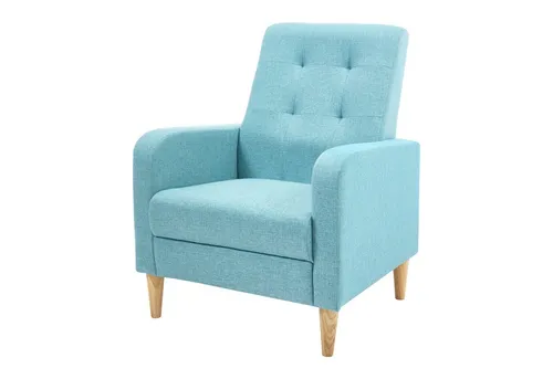 Woltu Ohrensessel Relaxsessel mit Massivholzbeinen - Moderner Loungesessel in Blau mit gepolsterten Arm- und Rückenlehnen, ideal für Entspannung und maximaler Komfort. Belastbarkeit bis 150 kg.
