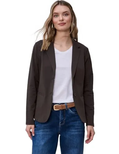 Street One Damen Jersey Blazer - Schlichter Damen Blazer aus Baumwollmix mit Reverskragen und Knöpfen, ideal für Business und Freizeit, vielseitig kombinierbar.