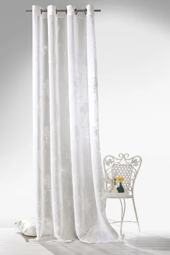 Weckbrodt Vorhang Agatha, halbtransparente Gardine mit Barock-Stickerei - Fertiggardinen aus pflegeleichter Microfaser, ideal für stilvolle Fensterdekoration mit Glanzfäden und OEKO-TEX® zertifiziert.